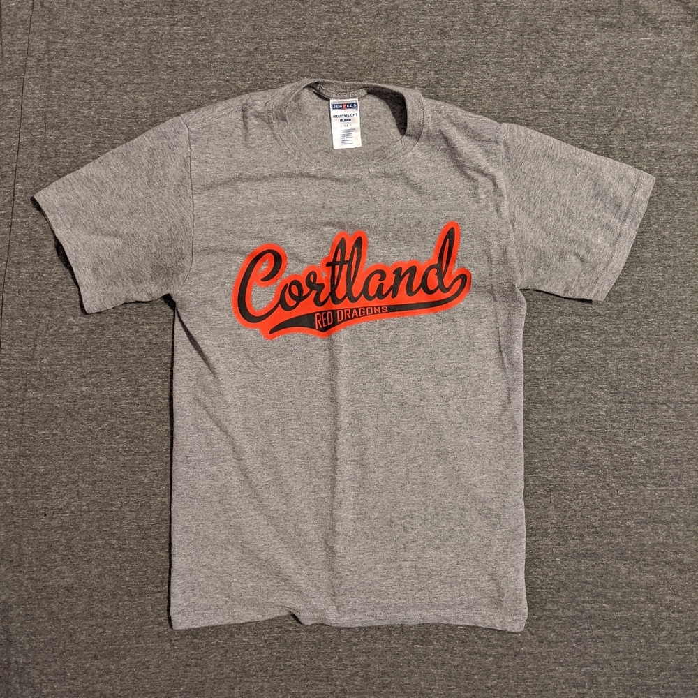 SUNY Cortland grey red dragons graphic tshirt